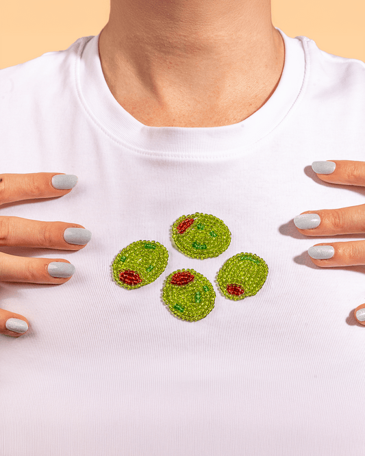 Olive Beaded Embroidery Tee DIY Kit