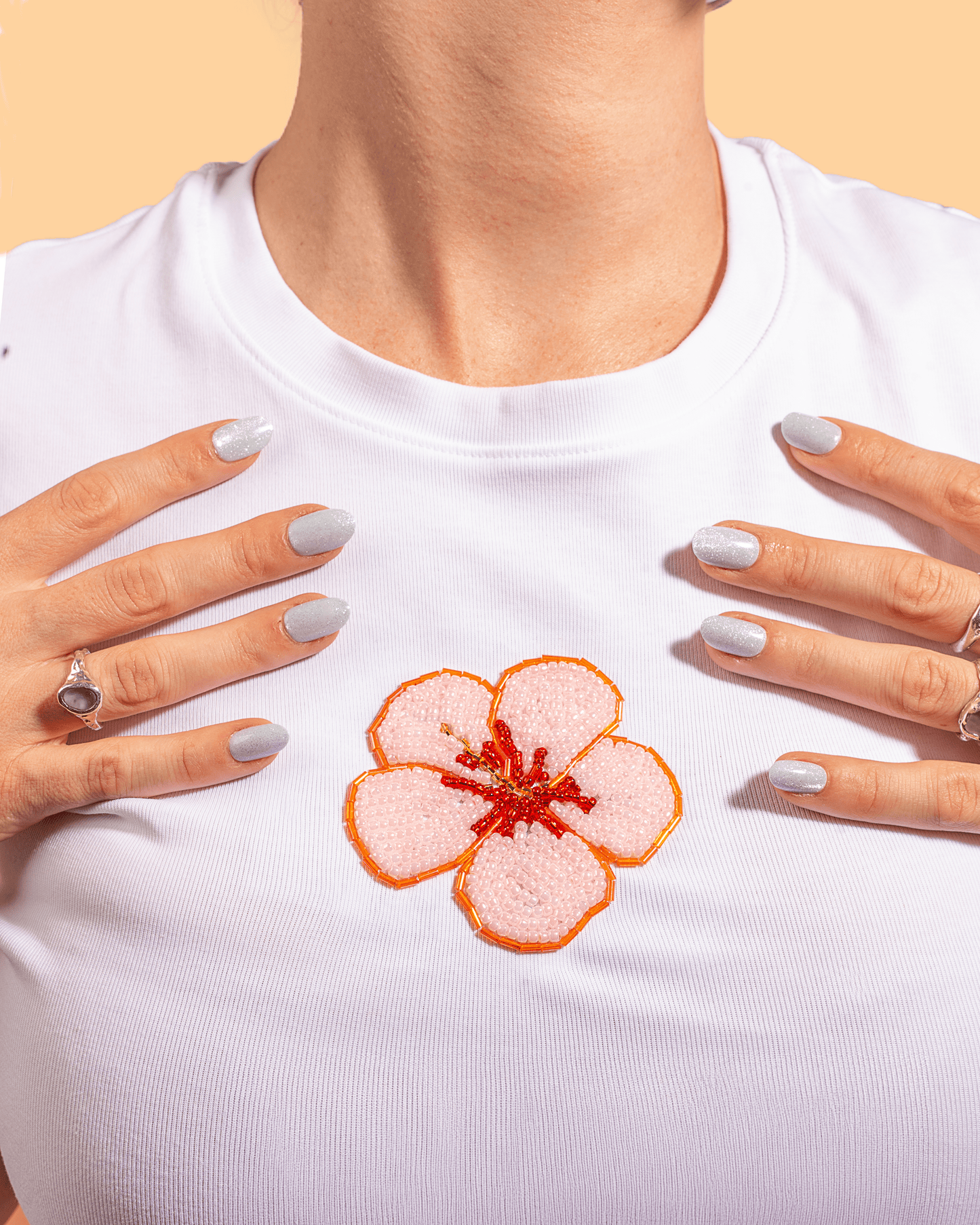Hibiscus Beaded Embroidery Tee Craft Kit