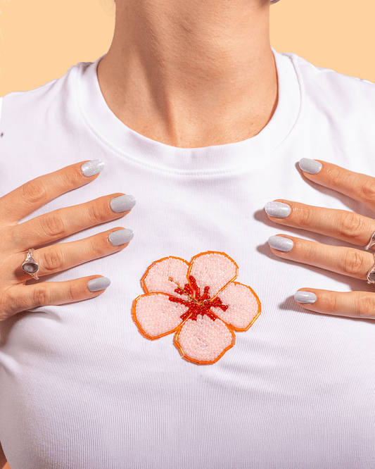 Hibiscus Beaded Embroidery Tee Craft Kit